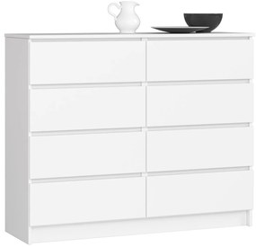 Komoda Kuba 120 cm 8 zásuviek biela
