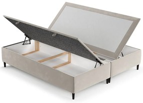 Krémovobiela čalúnená dvojlôžková posteľ s úložným priestorom 160x200 cm Tate – Maison de Rêve