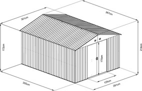 Záhradný domček na náradie Avenberg 3.7 x 3 m ZELENÁ SD-X1210-H170