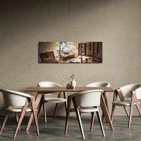 Obraz - cestovateľský stôl (s hodinami) (90x30 cm)