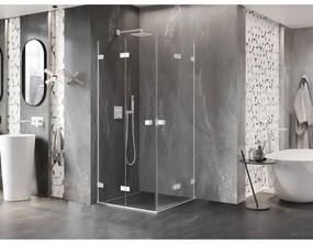 Mexen Lunar-F Duo, skladací sprchový kút 75 x 75 cm, 8mm číre sklo, biely profil, 836-075L-075P-20-00