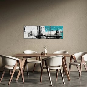 Obraz - Tyrkysová abstrakcia (s hodinami) (90x30 cm)