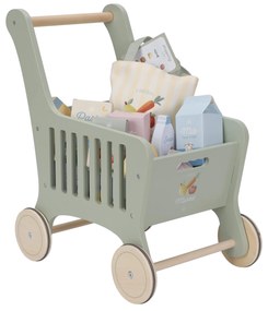 Nákupný vozík s doplnkami drevený