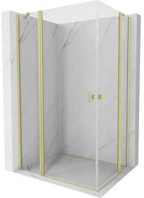 Mexen, Mexen Mist Duo výklopný sprchový kút 115 x 75 cm, transparentný, brúsené zlato - 8A4-115-075-55-00