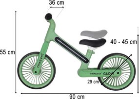 KIK Detský krosový bežecký bicykel Trike Fix Glow LED RGB zelený s EVA kolesami 12"
