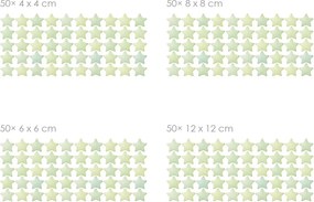 Zelené akvarelové hviezdičky 50 kusov textilní prelepiteľné nálepky na stenu 50 ks 4x4 cm