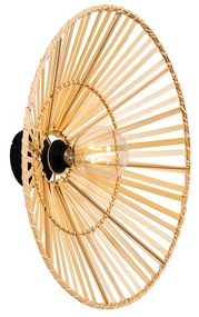 Orientálna nástenná lampa čierna s prírodným bambusom - Pua