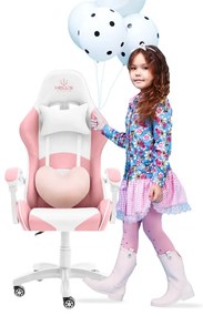 Detská stolička na hranie v ružovej farbe pre dievča KIDS PINK- WHITE