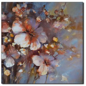 Obraz na plátne - Kvet mandlí, reprodukcia ručnej maľby - štvorec 3273A (80x80 cm)