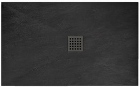 Rea BLACK ROCK- Akrylátová sprchová vanička 80 x 120 x 3,5 cm + sifón, čierna, REA-K4579