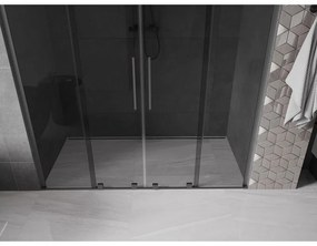 Mexen Velar L Duo, posuvné sprchové dvere do otvoru 200 cm, 8mm šedé sklo, brúsený grafit, 871-200-003-42-95