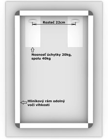 LED zrkadlo Romantico 80x150cm neutrálna biela - diaľkový ovládač Farba diaľkového ovládača: Biela