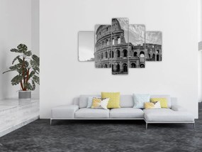Obraz - Koloseum v Ríme, čiernobiele (150x105 cm)