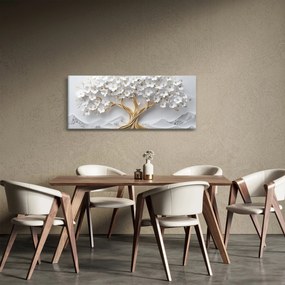 Obraz – 3D elegantný strom života plný kvetov (120x50 cm)