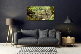 Obraz na skle Skala jazero príroda 120x60 cm