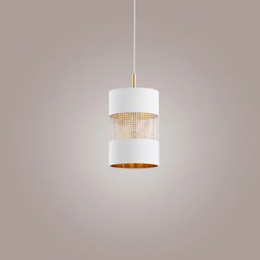 Luster na lanku BOGART 1xE27/15W/230V biela/zlatá