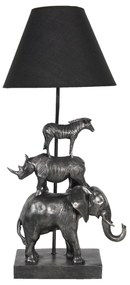 Stolná lampa s čiernym tienidlom a dekorácií zvierat Safari - 32 * 27 * 65 cm
