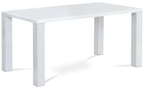 Autronic - jedálenský stôl 160x90x76 cm, vysoký lesk biely - AT-3008 WT AKCE