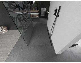 Mexen Kioto, sprchová zástena Walk-In 130 x 200 cm, 8mm číre sklo biely vzor, grafitový profil, 800-130-002-95-85