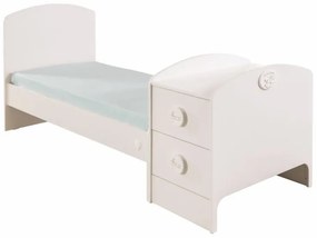 Detská rastúca postieľka 75x160cm s prebaľovacím pultom Chloe - biela