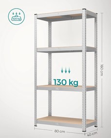 Dílenský regál Busta 80 cm stříbrný/hnědý