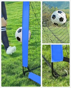 Sada 2 futbalových bránok, prenosné futbalové siete s terčmi, modrá farba