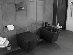Mexen Teo, závesná WC misa 510x345x340 mm, Rimless Tornádo + WC sedadlo z duroplastu, čierna matná, 30850685T