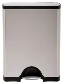 Obdĺžnikový pedálový kôš na triedený odpad 30 + 16 l, matná oceľ, nerez