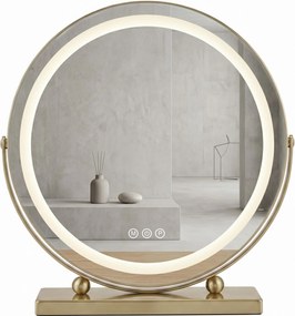 Rea MAKE-UP, kozmetické LED zrkadlo 50 cm, zlatý lesklý rám, HOM-01810