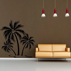 Veselá Stena Samolepka Palmy na ostrovčeku Farba: černá, Veľkosť: 100 x 102 cm