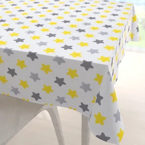 Biante Detský bavlnený štvorcový obrus Sandra SA-203 Žlto-sivé hviezdy 70x70 cm