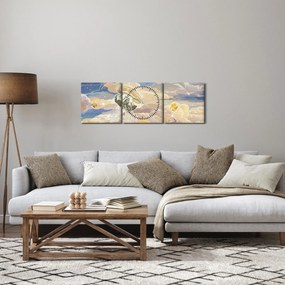Obraz - Nebeské medúzy (s hodinami) (90x30 cm)