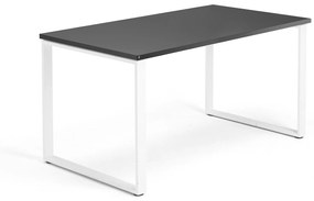Kancelársky pracovný stôl QBUS, O-rám, 1400x800 mm, čierna/biela