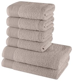 Sada 6 kusov bavlnených osušiek a uterákov Bella hnedá EMI
