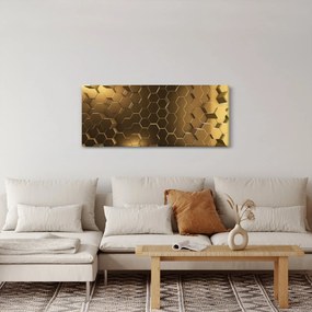 Obraz - Zlaté hexagóny (120x50 cm)
