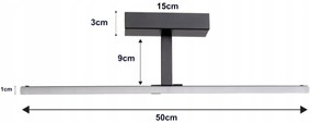 BERGE Nástenné svietidlo LED do kúpeľne - 50 cm - 12 W čierne