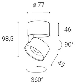 LED2 11508351 KLIP ON stropné bodové nastaviteľné sklopné svietidlo 11W/770lm 3000K chróm/biela
