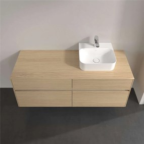 VILLEROY &amp; BOCH Collaro závesná skrinka pod umývadlo na dosku (umývadlo vpravo), 4 zásuvky, s LED osvetlením, 1400 x 500 x 548 mm, Nordic Oak, C102B0VJ