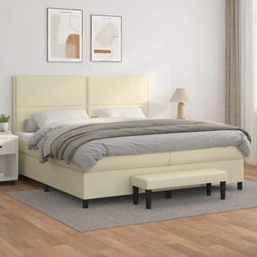 Boxspring posteľ s matracom krémová 200x200 cm umelá koža 3137625