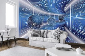 Fototapeta - Modrá ulička s loptičkami (254x184 cm)