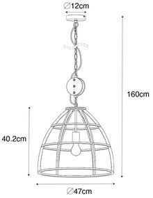 Inteligentné závesné svietidlo tmavosivé s drevom 47 cm vrátane Wifi G95 - Arthur