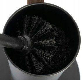 Erga Aurora Small Black, toaletná WC kefa s dreveným držiakom na WC papier na postavenie 19x19x56 cm, hnedá-čierna, ERG-SEP-1340STLAZSBLA