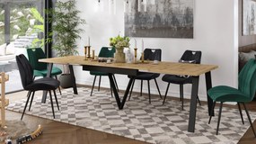 AVERY Dub Artisan / čierna spodná časť - LOFTOVÝ / PRIEMYSELNÝ STÔL DO OBÝVAČKY/ JEDÁLNE ROZKLADACÍ DO 290 cm!