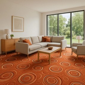 ITC, AKCIA: 60x340 cm Koberec metráž Drops 64, šíře, oranžová, filc, chodba / predsieň