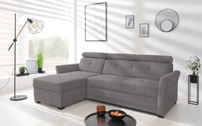 Rohová sedacia súprava Harris, ocelovo šedá látka, ľavý roh