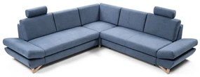 Rozkladacia rohová čalúnená sedacia súprava AVESTA do tvaru L s úložným priestorom, modrá