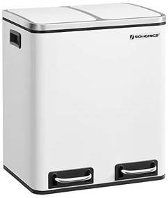 Odpadkový kôš s 2 priehradkami, 2x15 L, vzduchotesný, biely