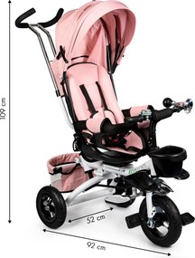 Otočná trojkolka 360° Pink Delux so strieškou ECOTOYS