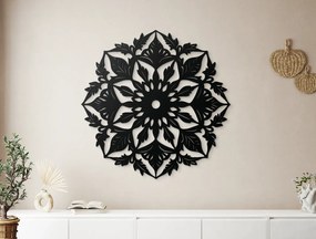 drevko Mandala na stenu Kvetina Rozmer obrazu: 44,5 x 46 cm, Farba dekorácie: Čierna