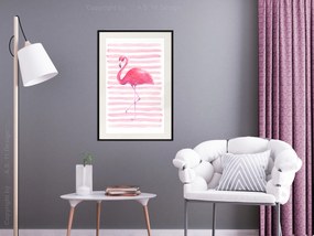 Artgeist Plagát - Flamingo and Stripes [Poster] Veľkosť: 30x45, Verzia: Zlatý rám